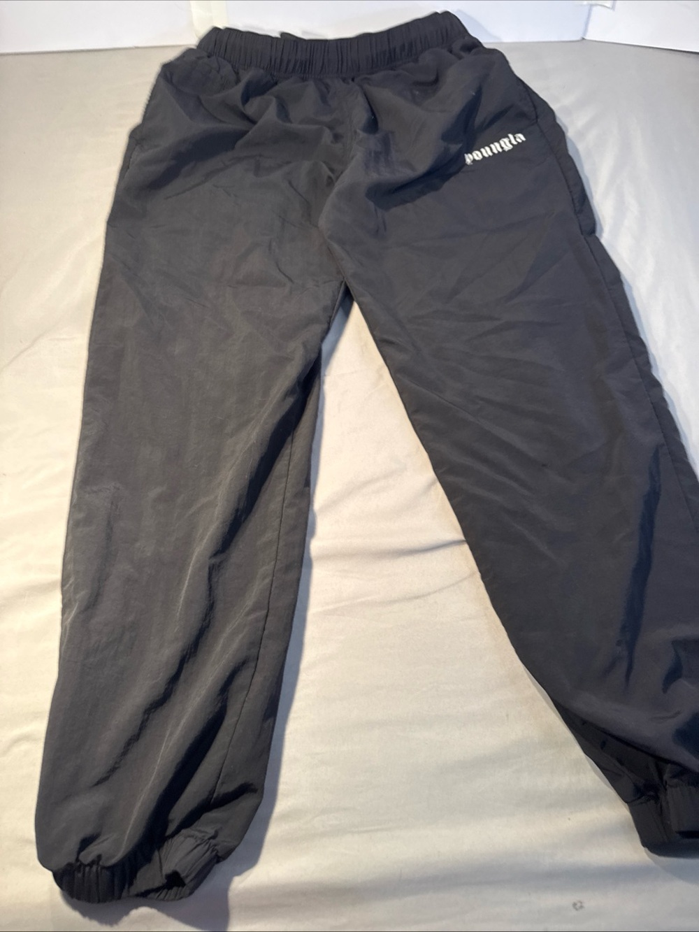 YoungLA Black Elastic-Waist Sweatpants